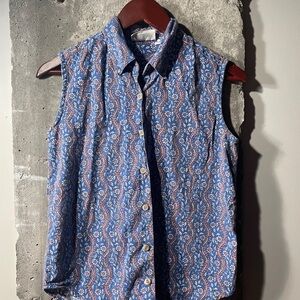 Vintage Arizona Jeans Co Sleeveless Patterned Button Up